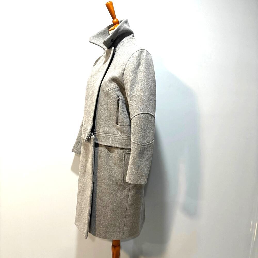 Tosia NYC Gray Wool High Neck Coat Structured Couture Designer Minimalist,Size M